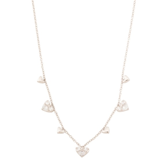 NWT Kendra Scott Haven Silver Heart Crystal Choker Necklace in White CZ - Picture 2 of 8